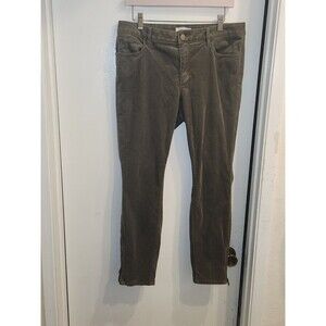 Ann‎ Taylor Loft Women's 30/10 Green Corduroy Curvy Skinny With Zip Leg Pants